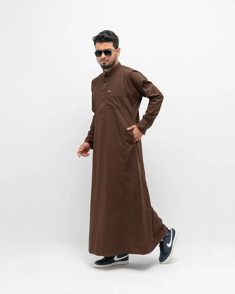 Arabian Platinum Thobe | Caramel Brown - Image 5