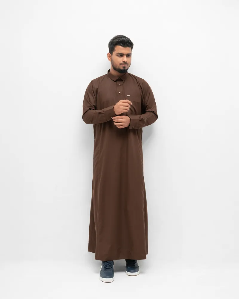 Arabian Platinum Thobe | Caramel Brown - Image 6