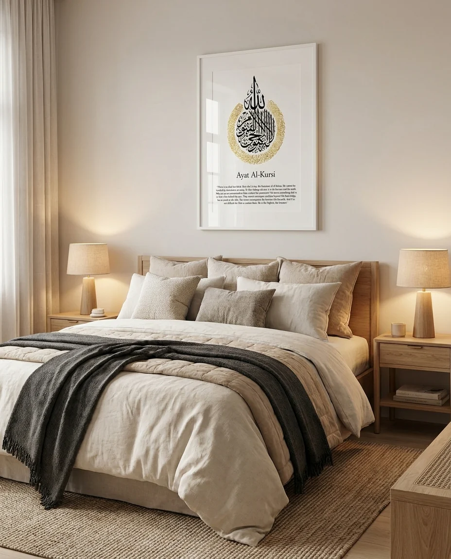 Ayatul Kursi English Calligraphy White Frame - Image 9