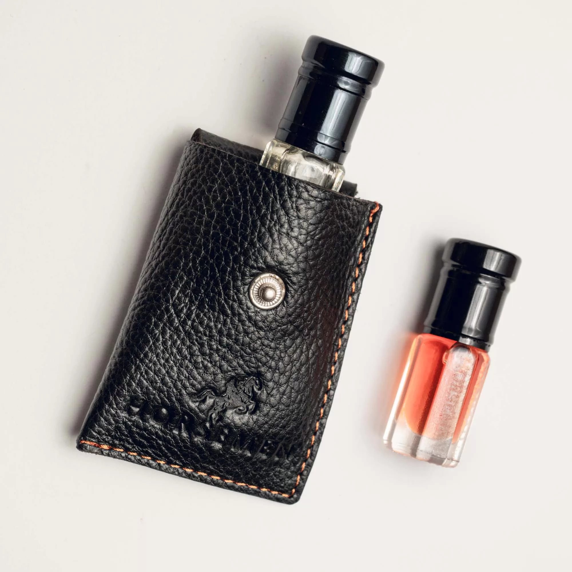 Leather Cover for Attar Bottle - Black - Image 6