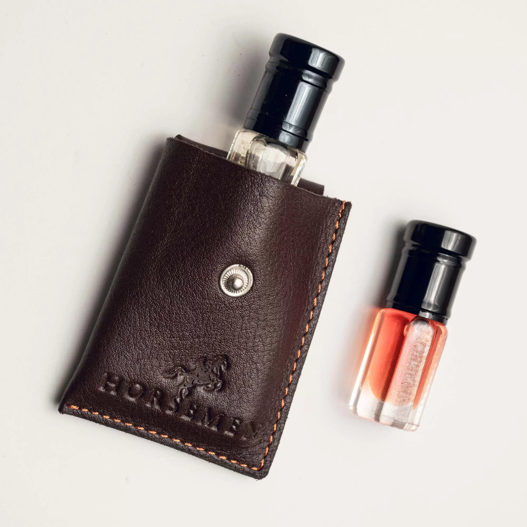 Leather Cover for Attar Bottle - Brown - Image 6