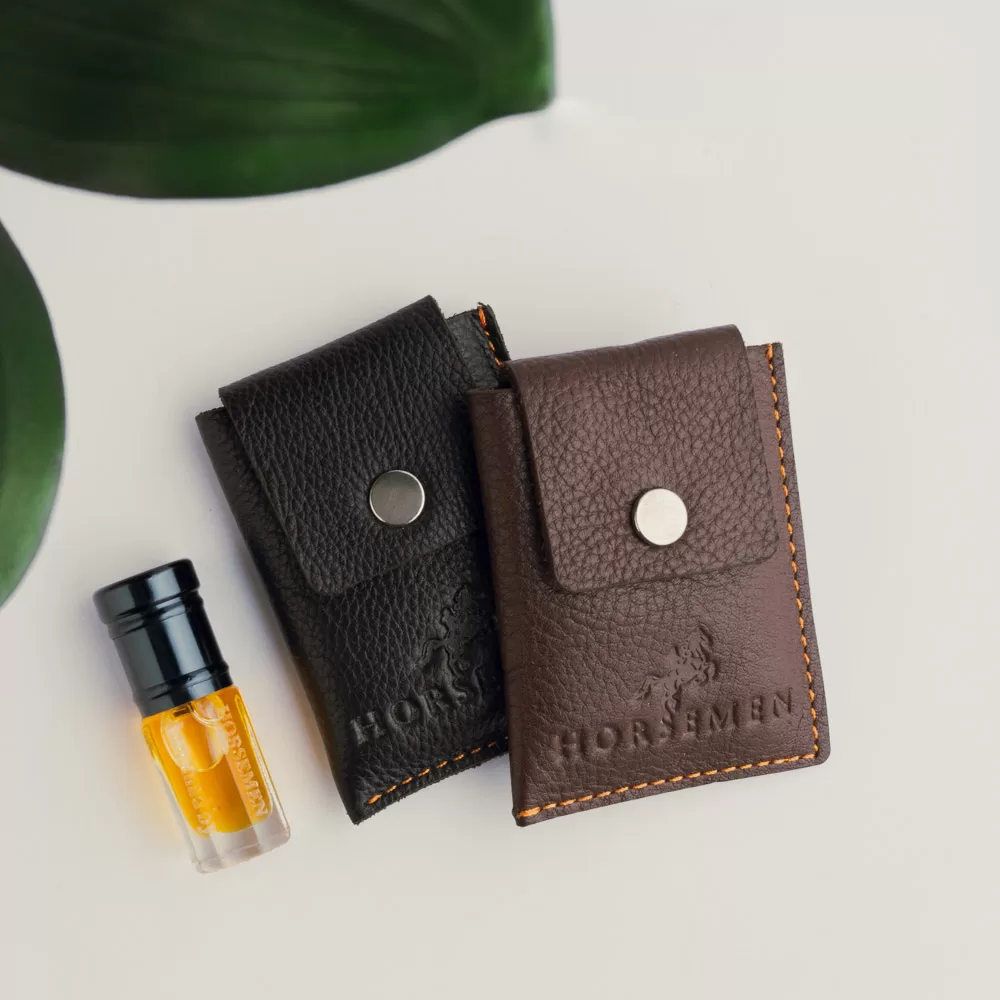 Leather Cover for Attar Bottle - Black - Image 7