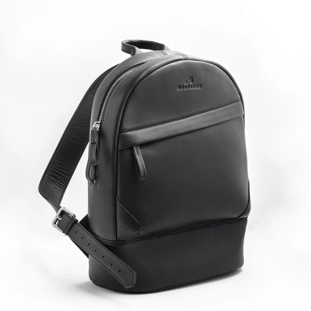 Zephyr - Black Leather Backpack Bag